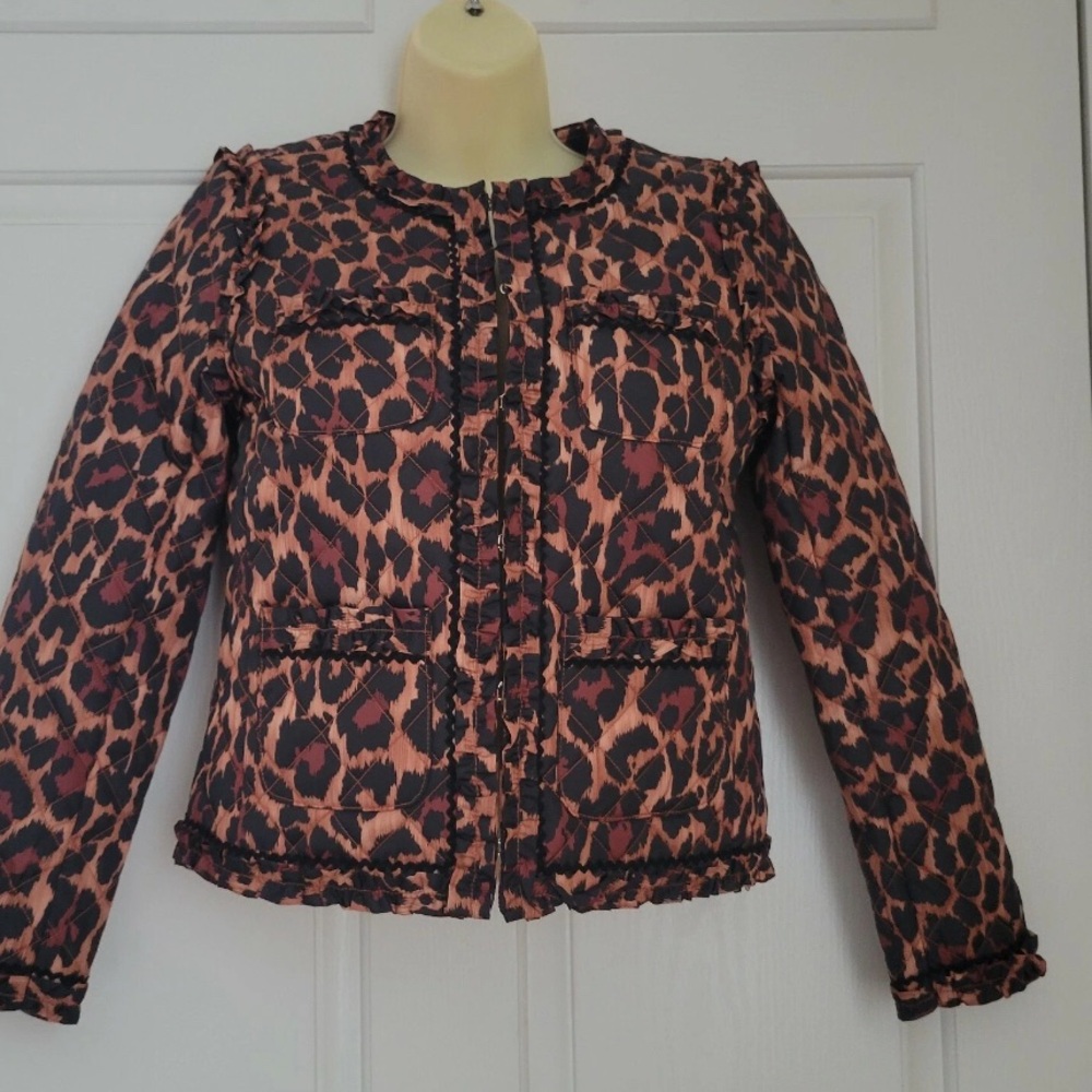 J.Crew Quilted Lady Jacket in leopard with Primaloft 00